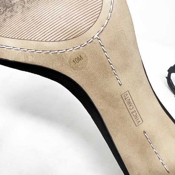 [Vince Camuto] Black Leather Mairana Minimalist Chunky Block Heel Sandals Sz 10 - Picture 11 of 12